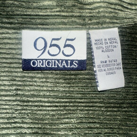 VTG‎ Y2K Green corduroy zip up jacket 90’s 2000’s Grunge Cropped Kurt Cobain L - Picture 9 of 11